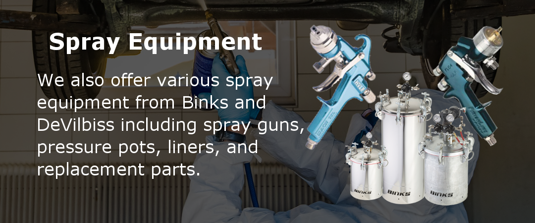 We offer a variety of spray equipment from Binks and DeVilbiss.